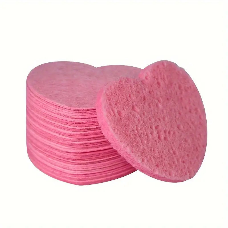 50 Pcs Heart Shaped Natural Cotton Compressed Facial Cleansing Sponge_1