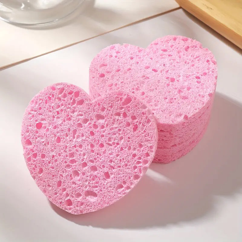 50 Pcs Heart Shaped Natural Cotton Compressed Facial Cleansing Sponge_7