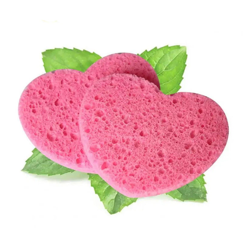 50 Pcs Heart Shaped Natural Cotton Compressed Facial Cleansing Sponge_9