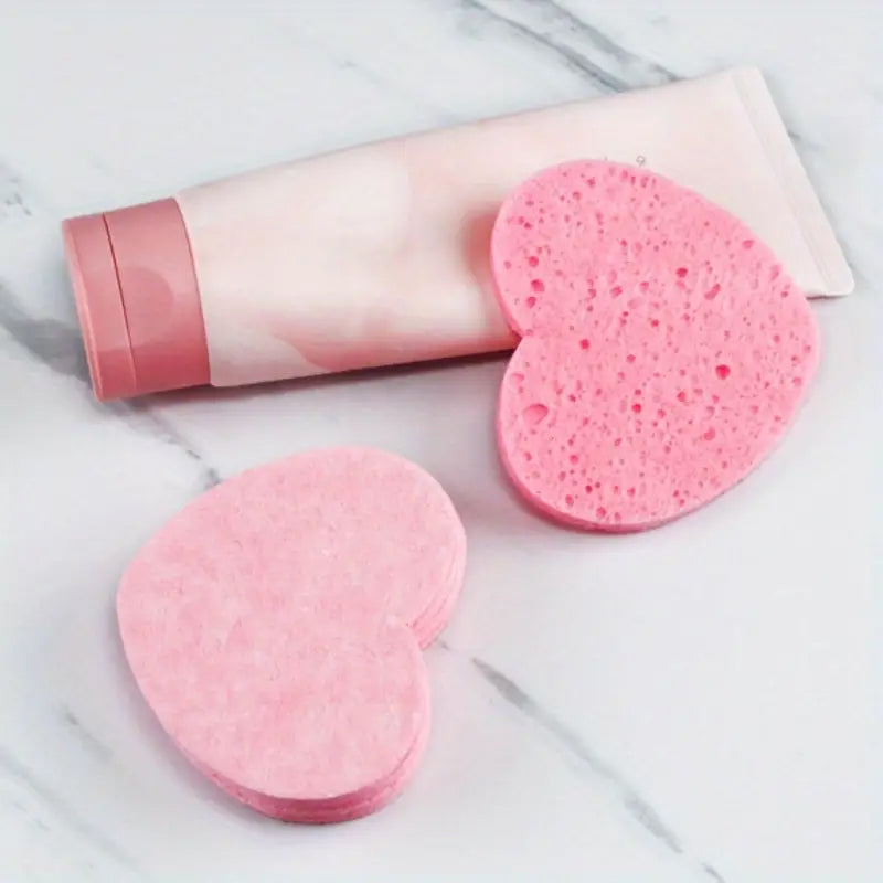 50 Pcs Heart Shaped Natural Cotton Compressed Facial Cleansing Sponge_11