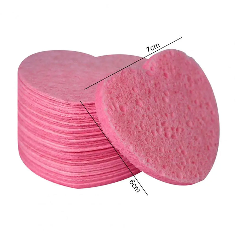 50 Pcs Heart Shaped Natural Cotton Compressed Facial Cleansing Sponge_2