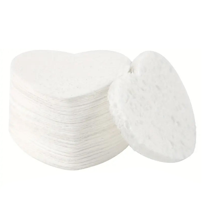50 Pcs Heart Shaped Natural Cotton Compressed Facial Cleansing Sponge_13
