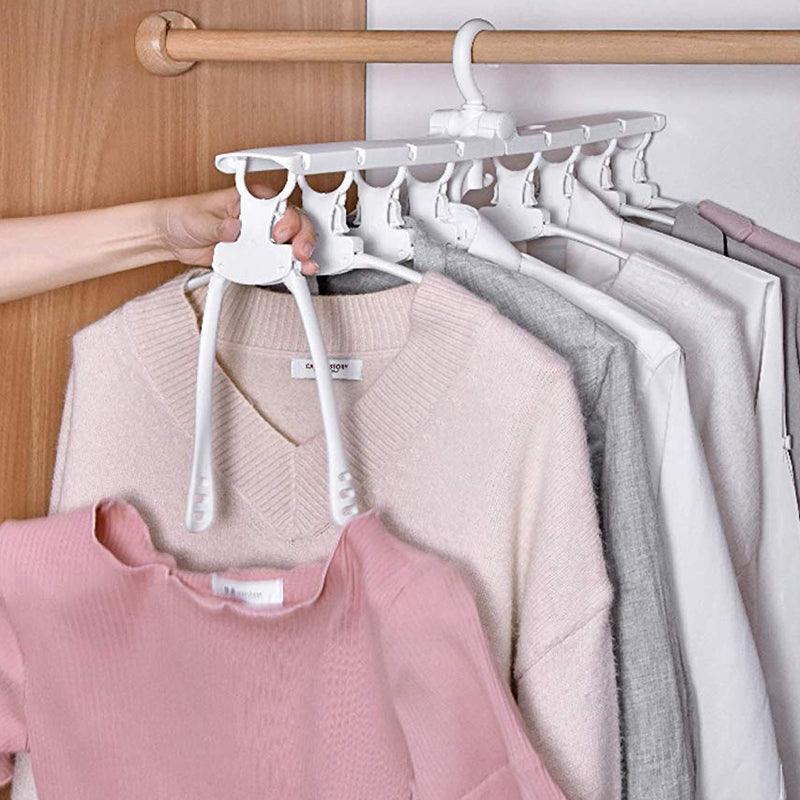8 in 1 Foldable and 360 Degree Rotatable Clothes Hanger - White_3