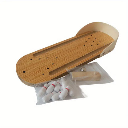Interactive Toy Mini Bowling Set Tabletop Game - Wooden_10