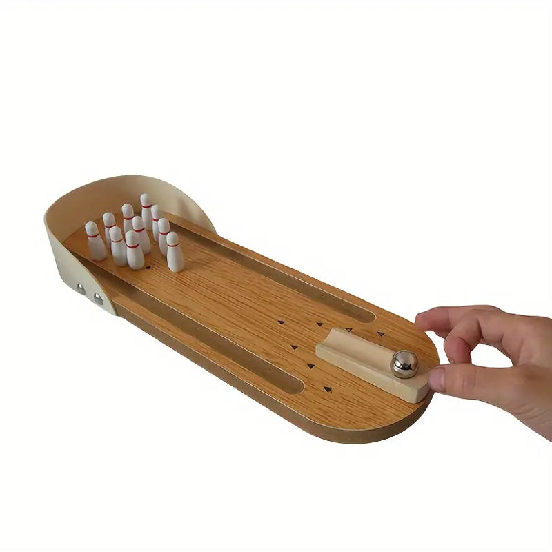 Interactive Toy Mini Bowling Set Tabletop Game - Wooden_3