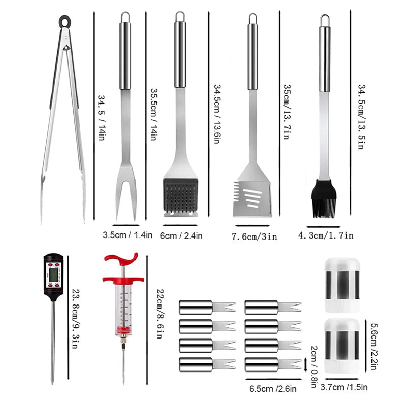 26 Pieces Set Stainless Steel Barbecue Grilling Tools and Accessories with Carry Bag_16