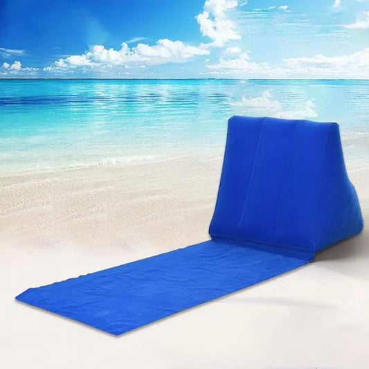 Waterproof Outdoor Inflatable Beach Pillow Triangle Cushion with Beach Mat_0