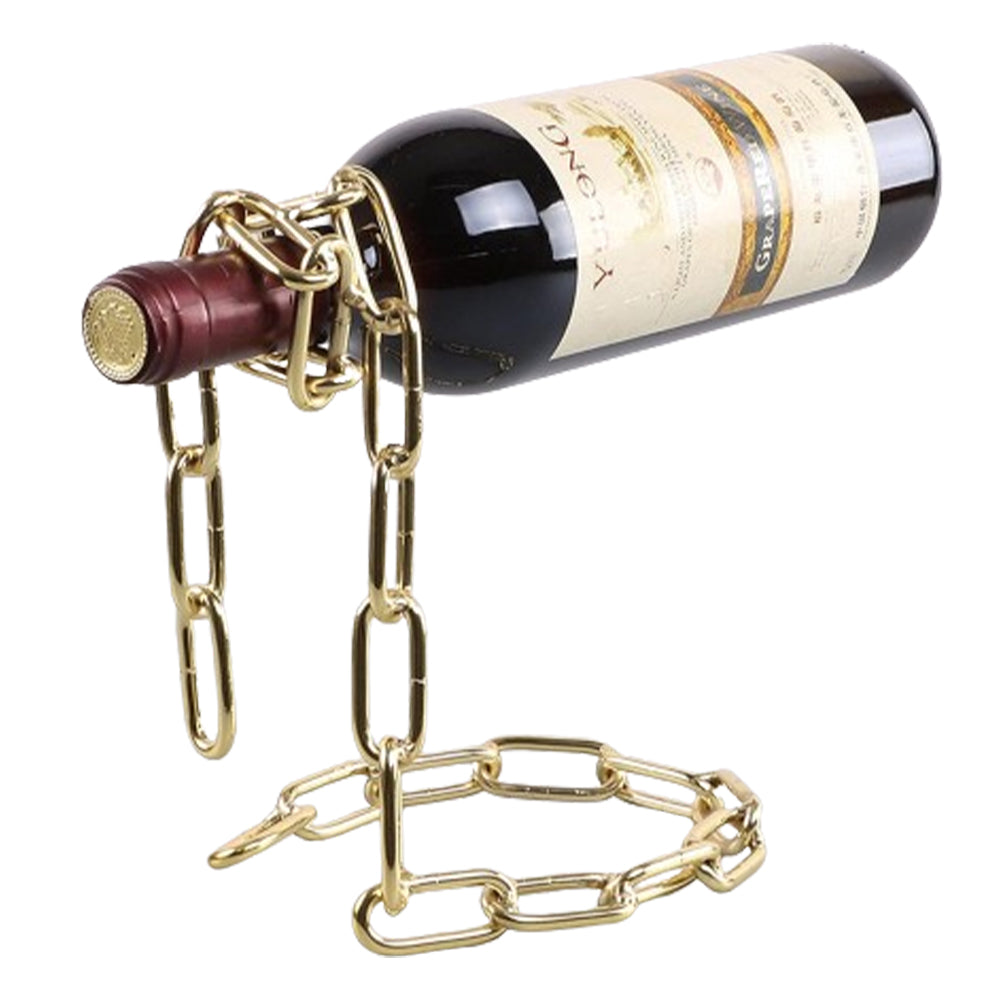 Magic Floating Wine Bottle Holder Unique Link Chain Rack for Airborne Bottle Display_0