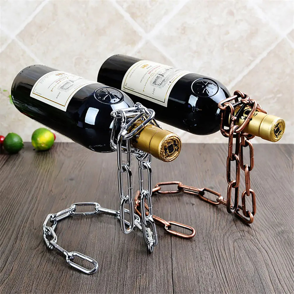 Magic Floating Wine Bottle Holder Unique Link Chain Rack for Airborne Bottle Display_16