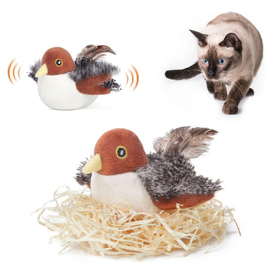 Interactive Simulated Bird Toy for Cats Realistic Design - Non-Removable Battery Powered_0
