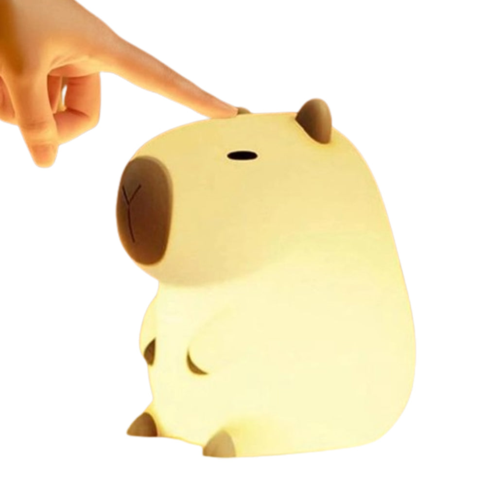 Novelty Cartoon Capybara Shaped Soft Silicone LED Night Light with Rechargeable and Touch Control_3