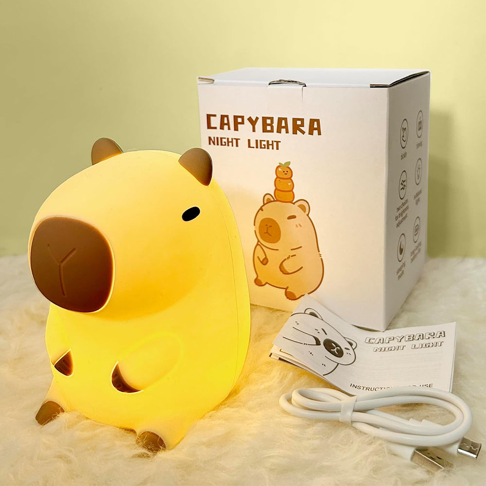Novelty Cartoon Capybara Shaped Soft Silicone LED Night Light with Rechargeable and Touch Control_14