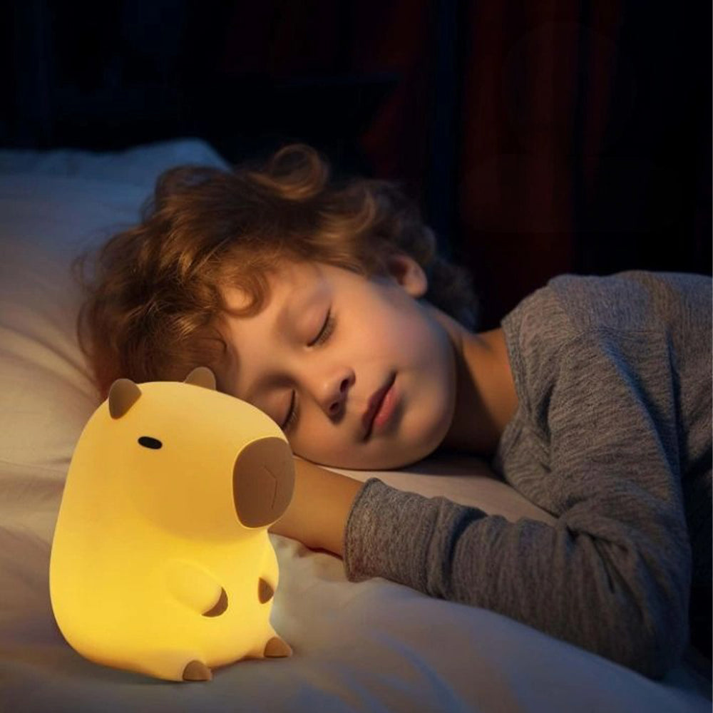 Novelty Cartoon Capybara Shaped Soft Silicone LED Night Light with Rechargeable and Touch Control_12