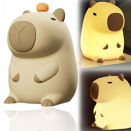 Novelty Cartoon Capybara Shaped Soft Silicone LED Night Light with Rechargeable and Touch Control_0