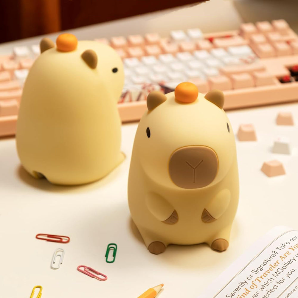 Novelty Cartoon Capybara Shaped Soft Silicone LED Night Light with Rechargeable and Touch Control_18