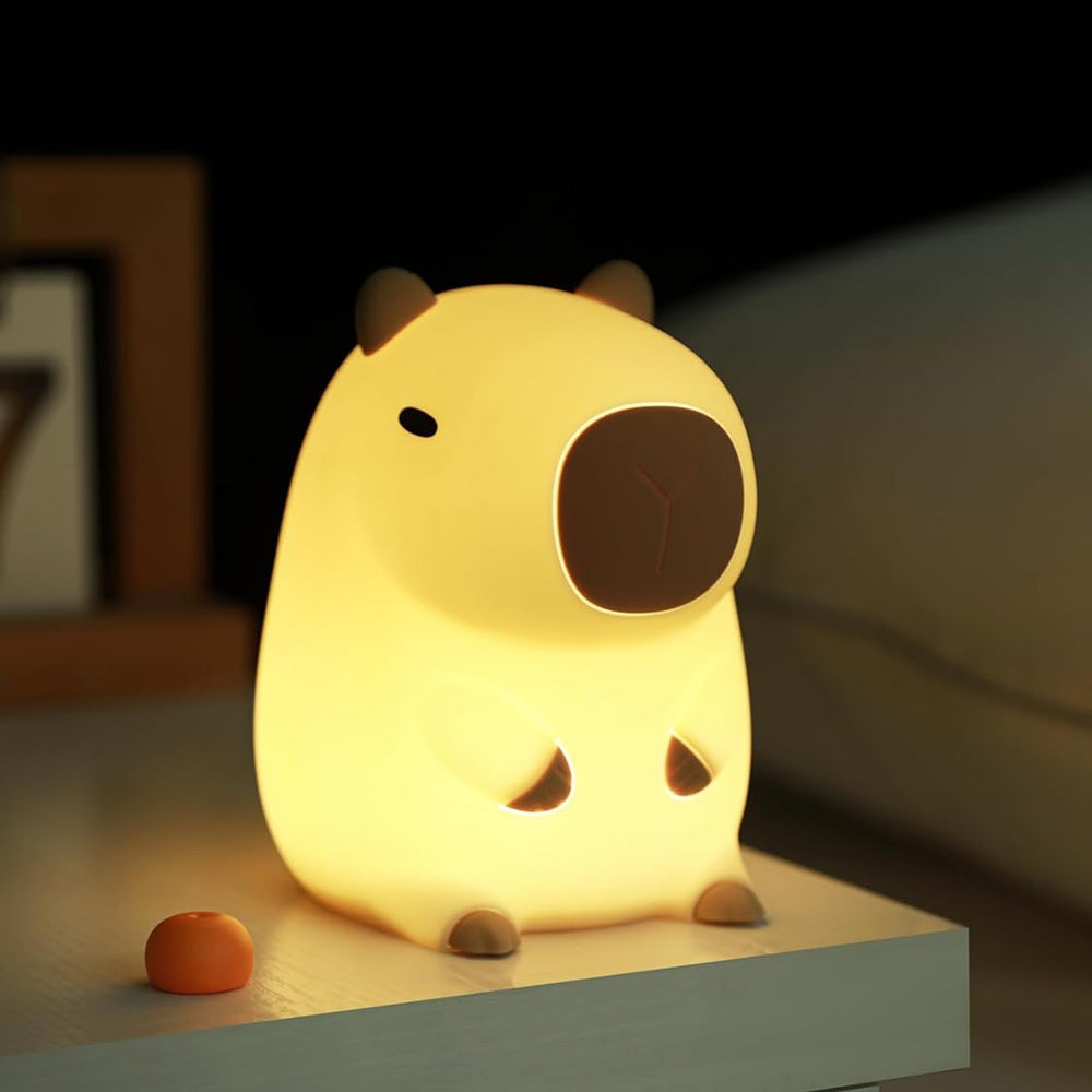 Novelty Cartoon Capybara Shaped Soft Silicone LED Night Light with Rechargeable and Touch Control_10