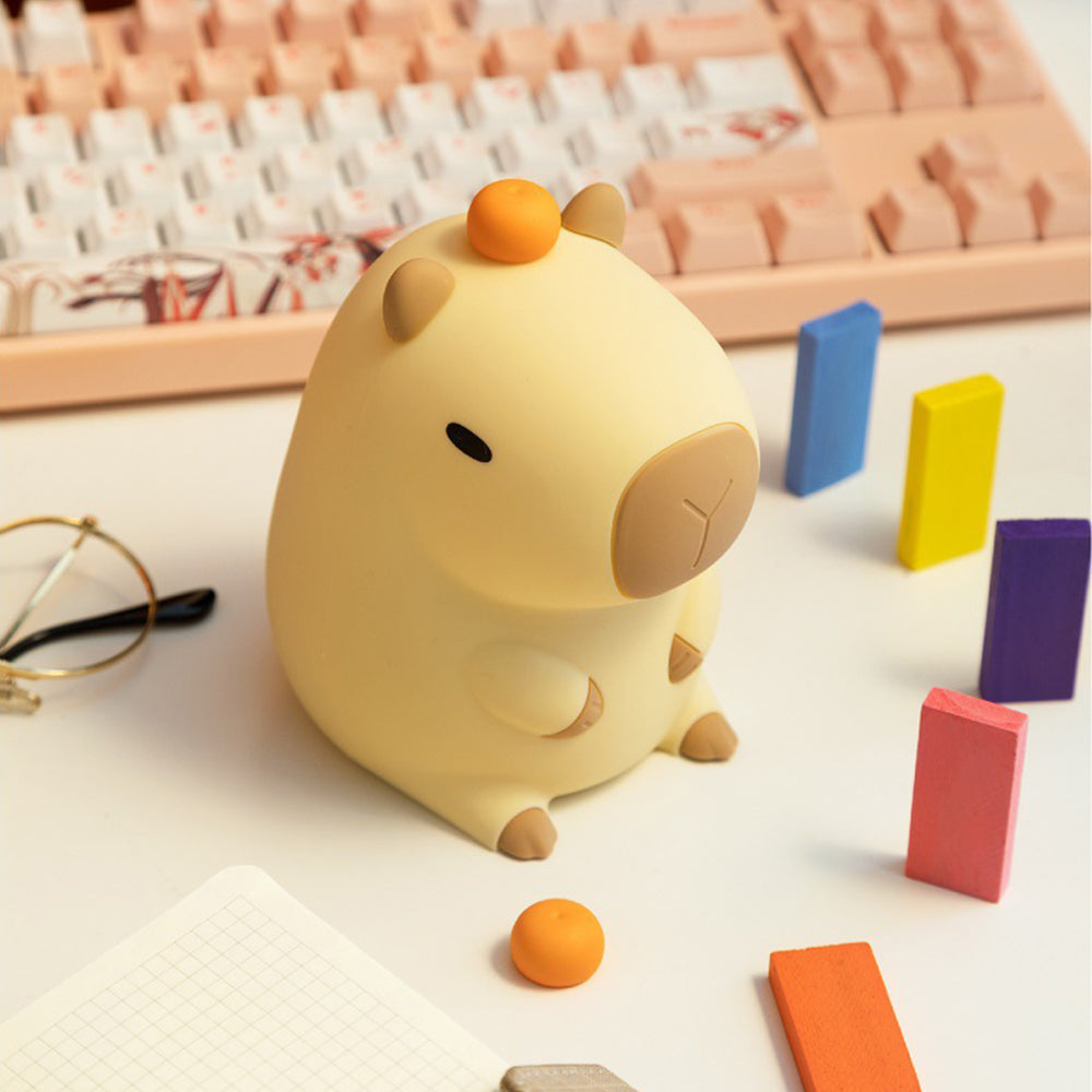 Novelty Cartoon Capybara Shaped Soft Silicone LED Night Light with Rechargeable and Touch Control_6
