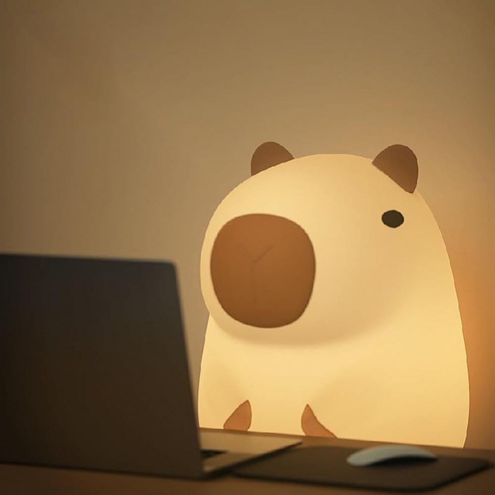 Novelty Cartoon Capybara Shaped Soft Silicone LED Night Light with Rechargeable and Touch Control_5