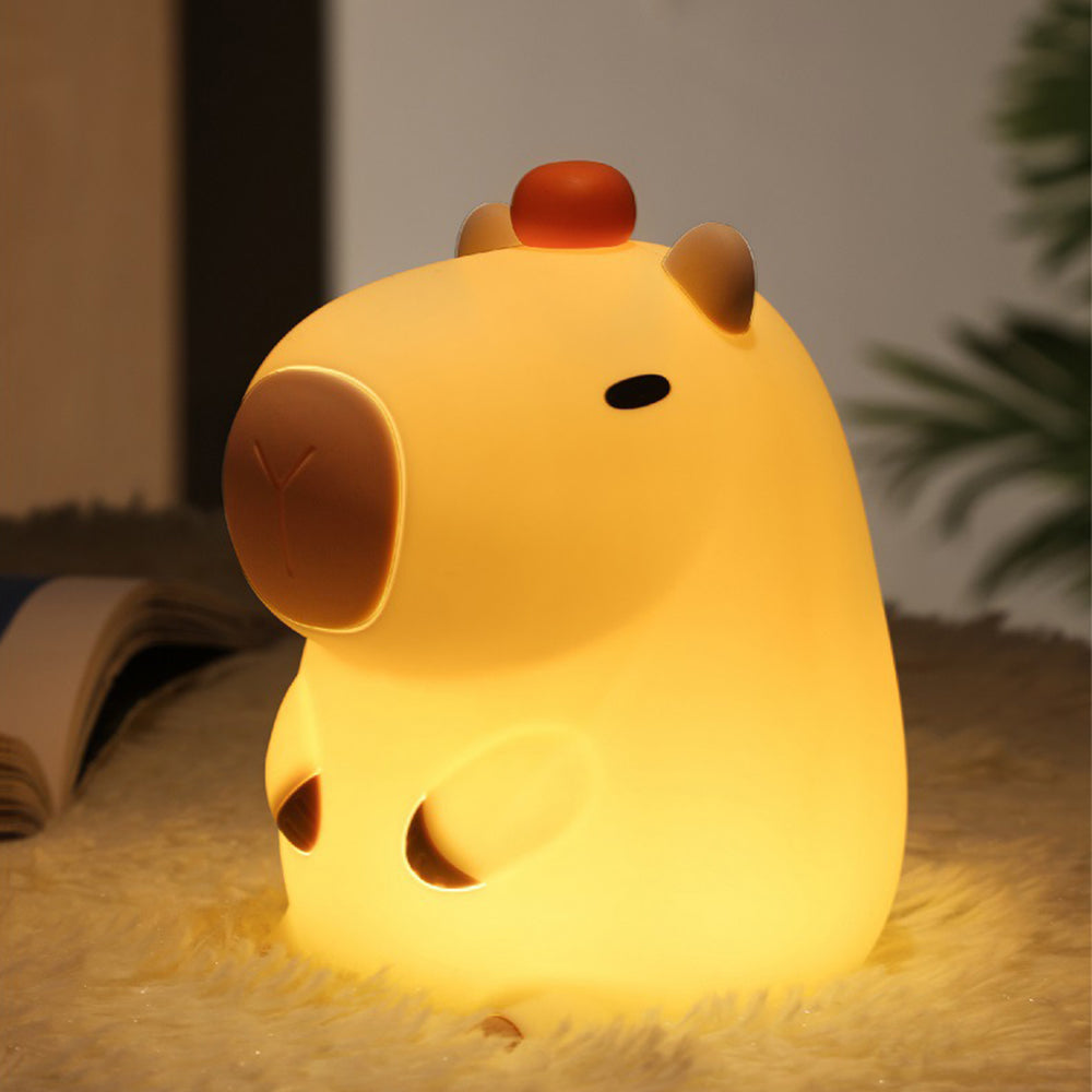 Novelty Cartoon Capybara Shaped Soft Silicone LED Night Light with Rechargeable and Touch Control_15