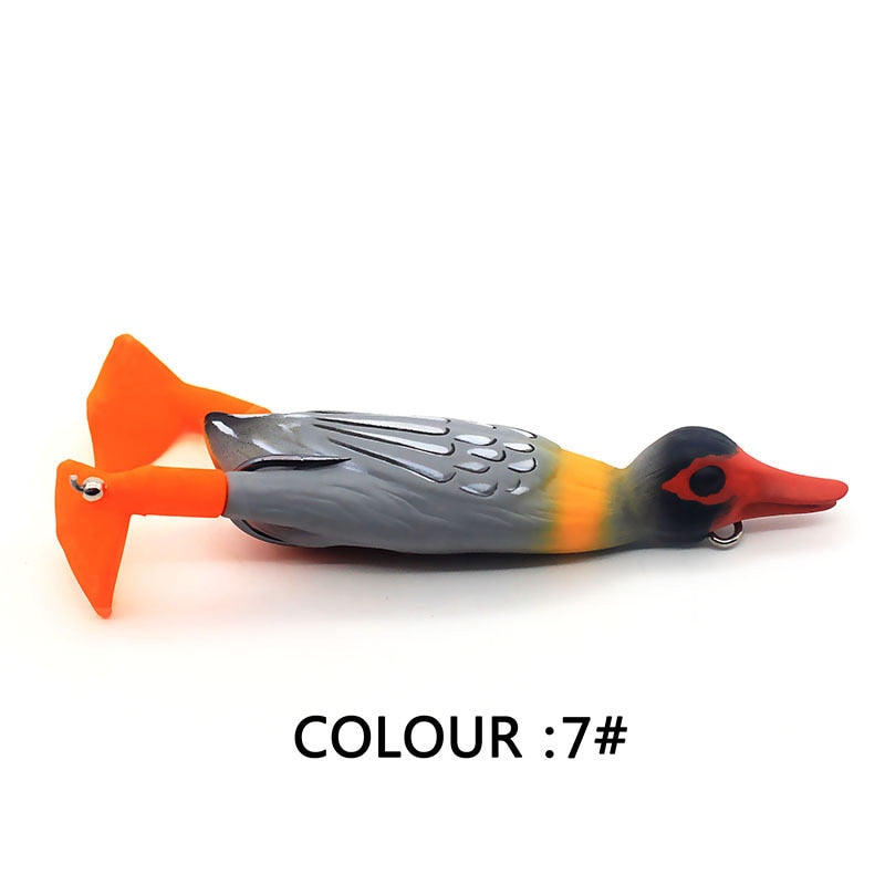 Mosodo Propeller Flipper Duck Top Water Ducking Fishing Lures Soft Bait 3D Lifelike Paddle Flapper Duck with Hook Fishing Tackle