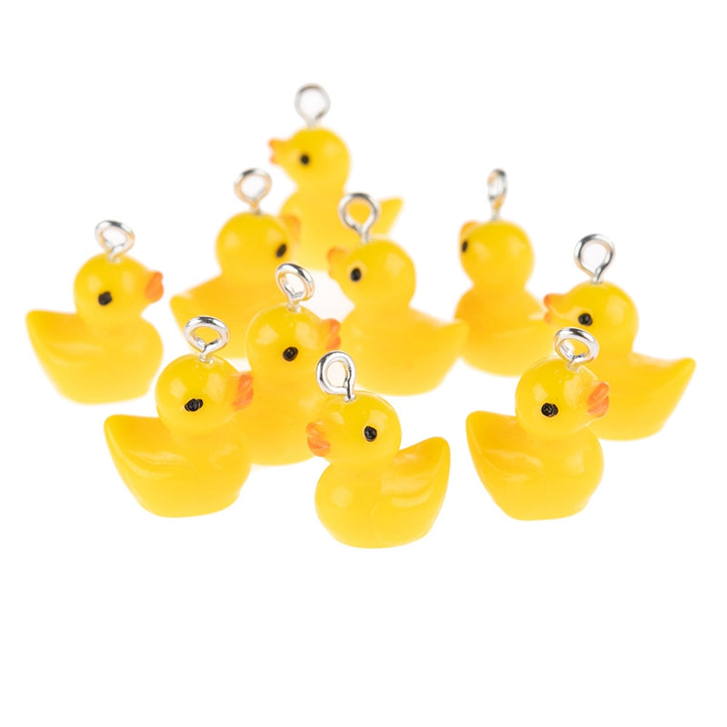 10Pcs 18MM Yellow Duck Resin Charms Diy Findings Kawaii 3D Phone Keychain Bracelets Earring Pendant Charms For Jewelry Making