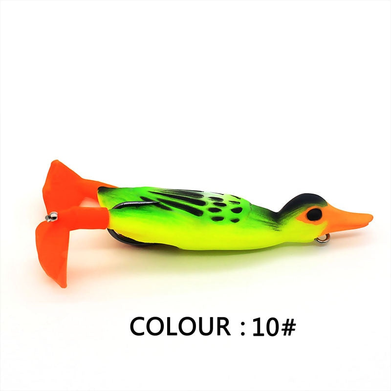 Mosodo Propeller Flipper Duck Top Water Ducking Fishing Lures Soft Bait 3D Lifelike Paddle Flapper Duck with Hook Fishing Tackle