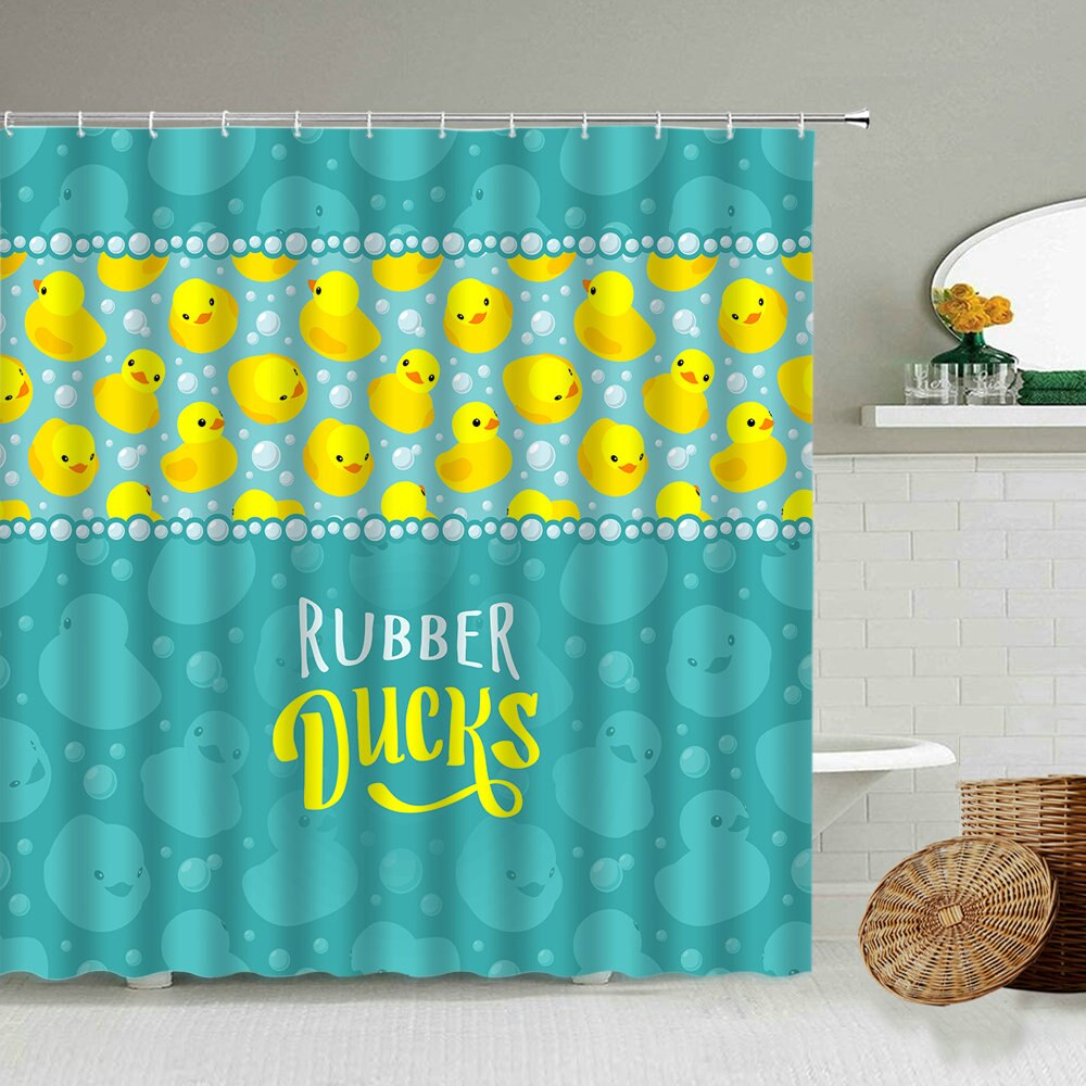Little yellow duck cute animal shower curtain cartoon children&#39;s toy boy girl bathroom waterproof screen send hook